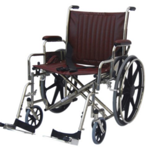 Fauteuil roulant fabriqué d'aluminium,de brasse et de plastique - assise 24"